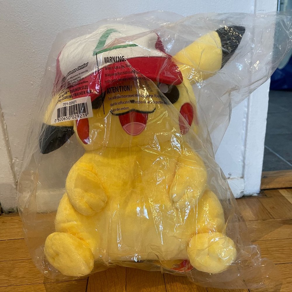 COPY - **New w/tags** Pokemon - Pikachu Large Plush Toy 16” with Hat - Trainer …